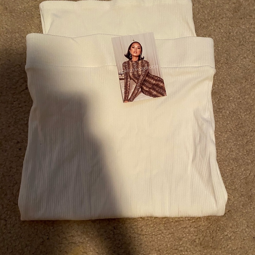 NWT Naked Wardrobe ribbed midi skirt
